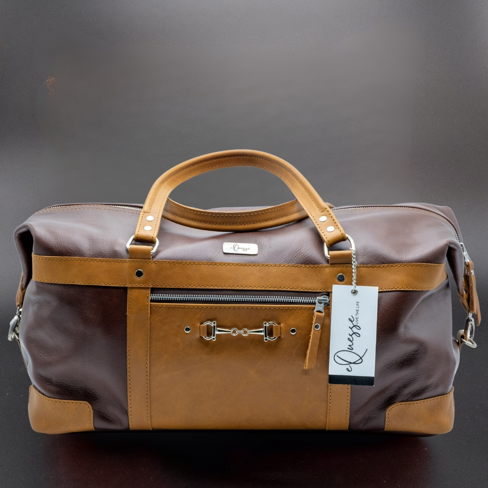 Leather Duffle Bag - Brown & Tan